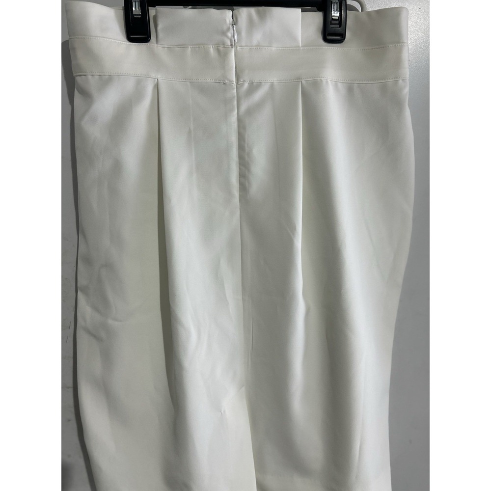 Liz Claiborne Pleated Skirt Women's 6 Career Paperbag Belted Knee Length White - Picture 8 of 12